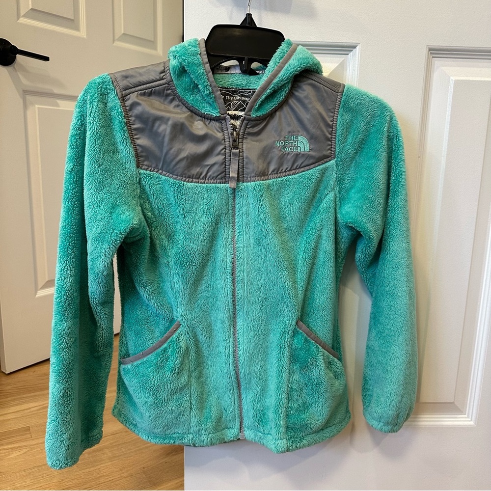 The North Face girls oso osito fleece jacket size 10-12 green aqua teal